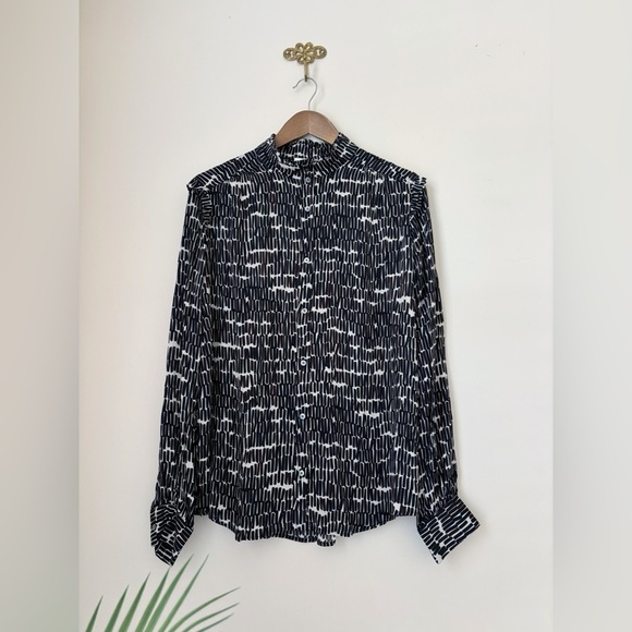 Tyler Boe Tops - Tyler Boe Ruffle Neck Button Up Shirt Sz 10 NEW NWT Office Chic